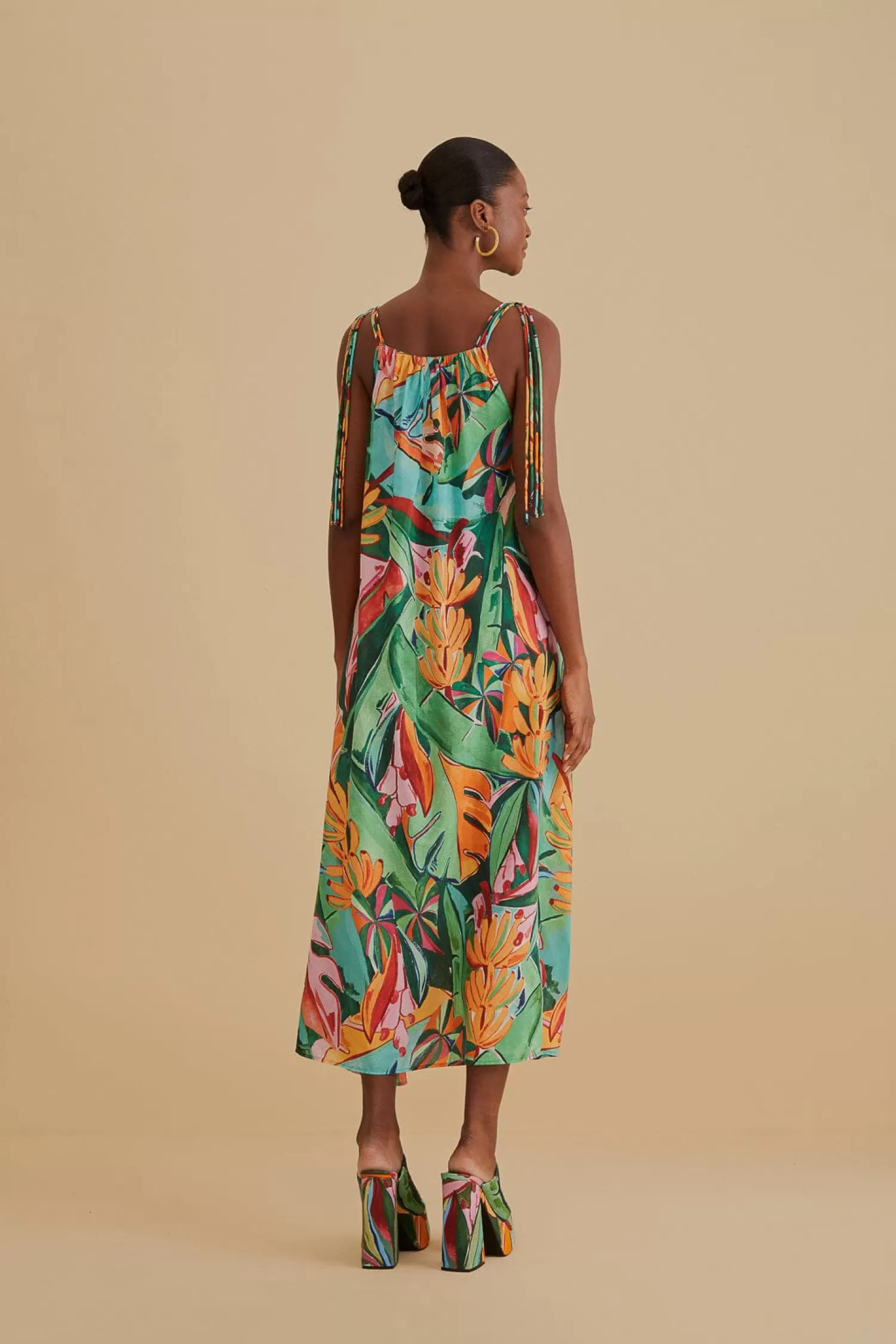 FARM Rio Midi Dresses^ MULTICOLOR BANANA FOLIAGE SLEEVELESS MIDI DRESS