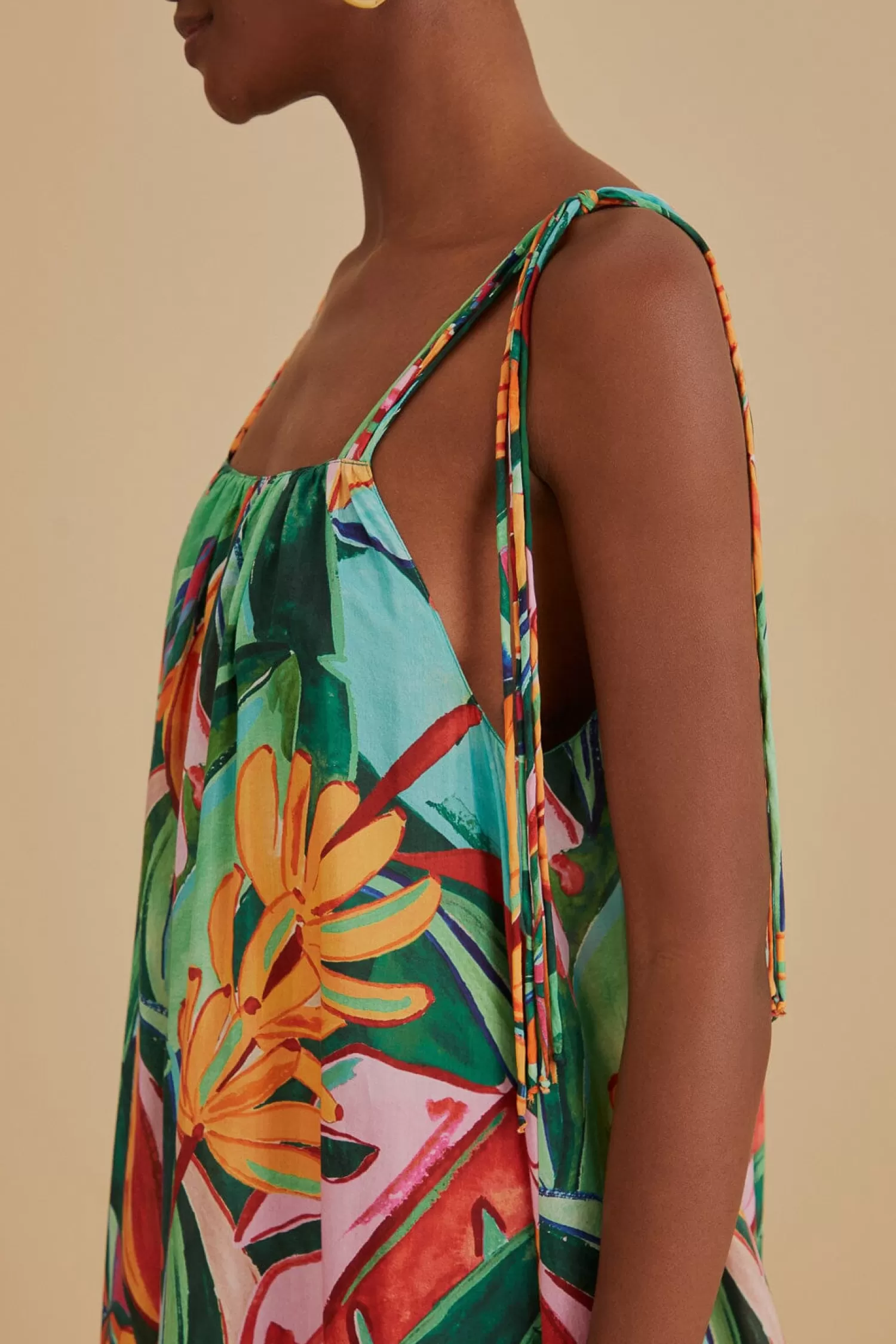 FARM Rio Midi Dresses^ MULTICOLOR BANANA FOLIAGE SLEEVELESS MIDI DRESS