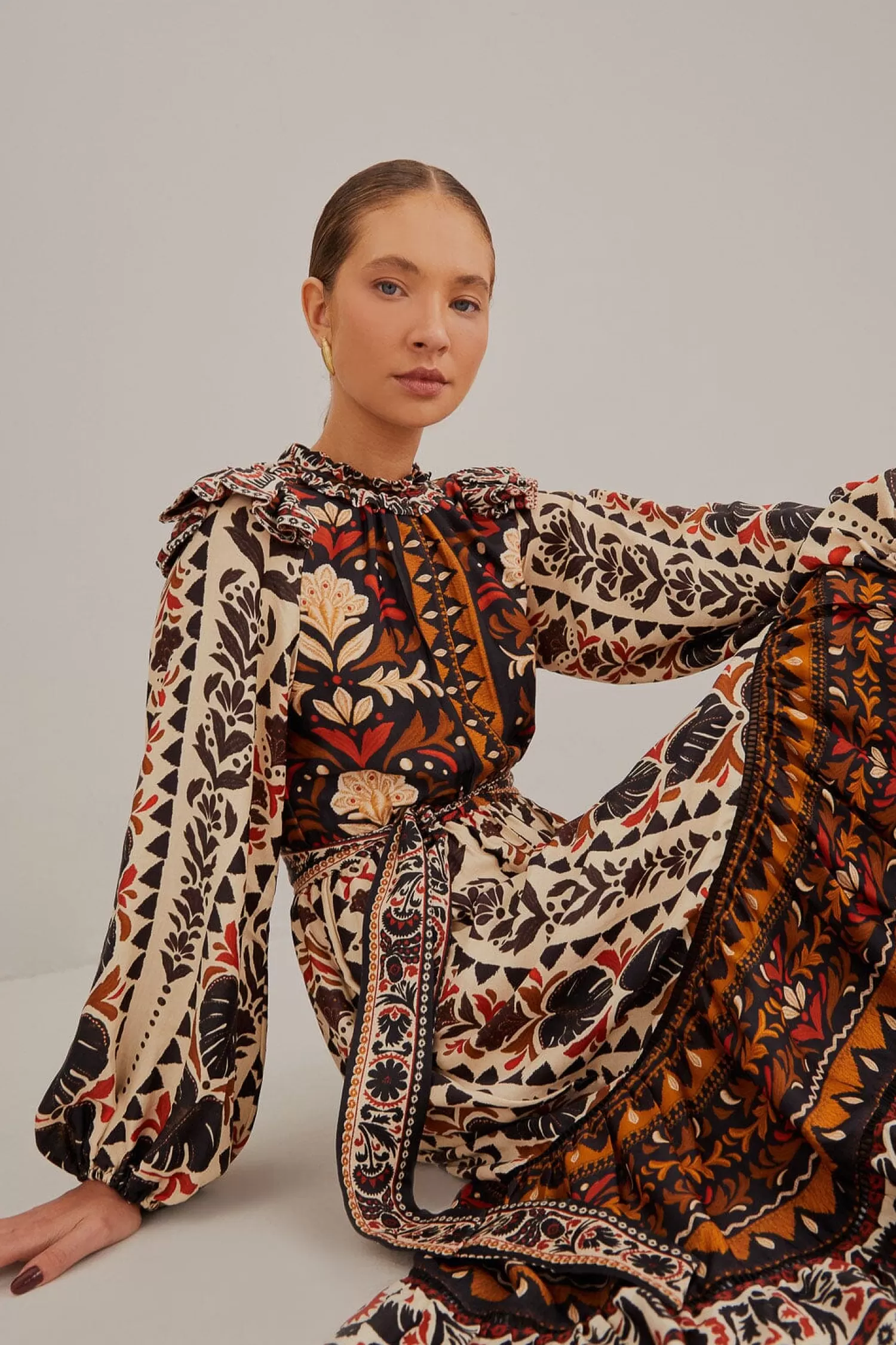 FARM Rio Midi Dresses^ MULTICOLOR TAPESTRY GARDEN HIGH NECK MIDI DRESS