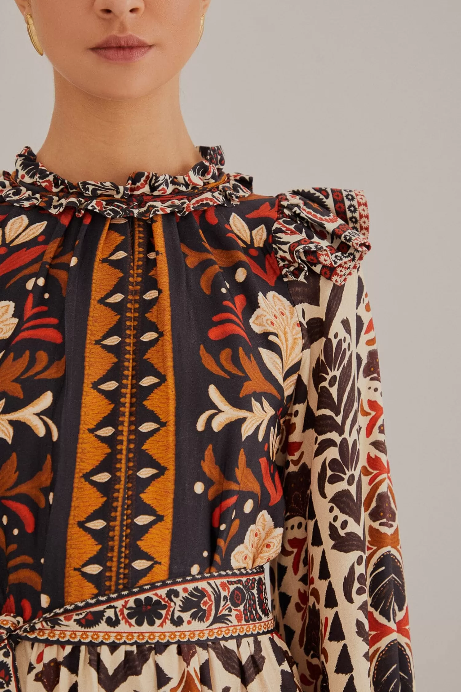 FARM Rio Midi Dresses^ MULTICOLOR TAPESTRY GARDEN HIGH NECK MIDI DRESS