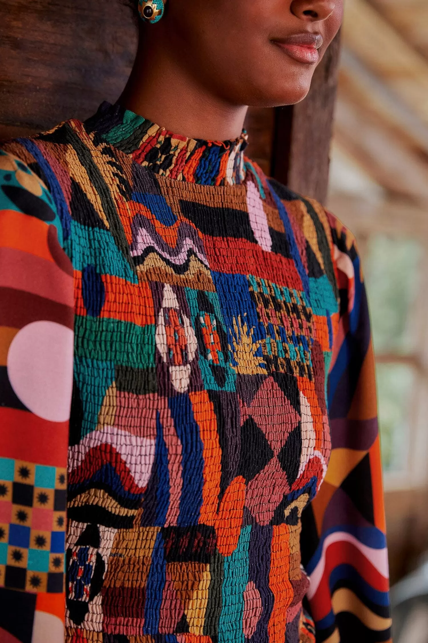FARM Rio Midi Dresses^ MULTICOLOR TROPICAL SHAPES LENZING™ ECOVERO™ VISCOSE MIDI DRESS