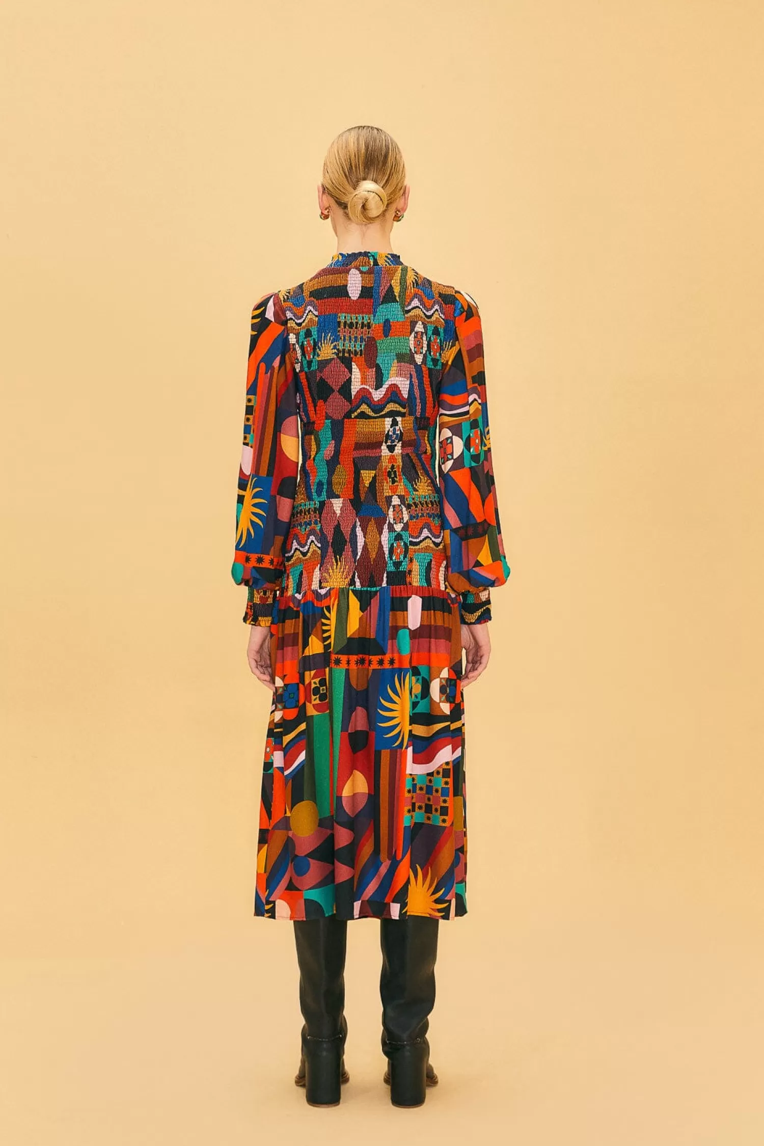 FARM Rio Midi Dresses^ MULTICOLOR TROPICAL SHAPES LENZING™ ECOVERO™ VISCOSE MIDI DRESS