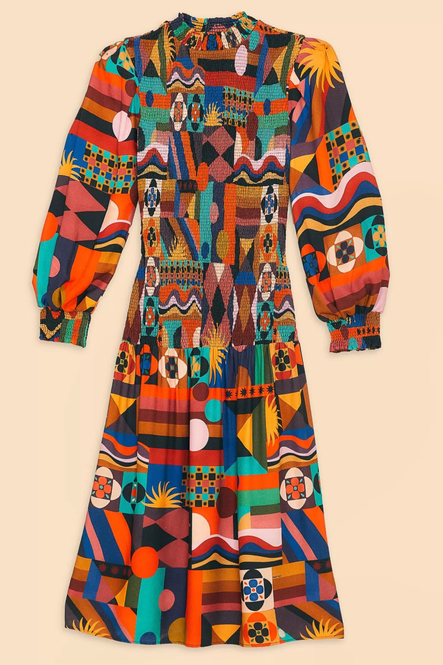 FARM Rio Midi Dresses^ MULTICOLOR TROPICAL SHAPES LENZING™ ECOVERO™ VISCOSE MIDI DRESS