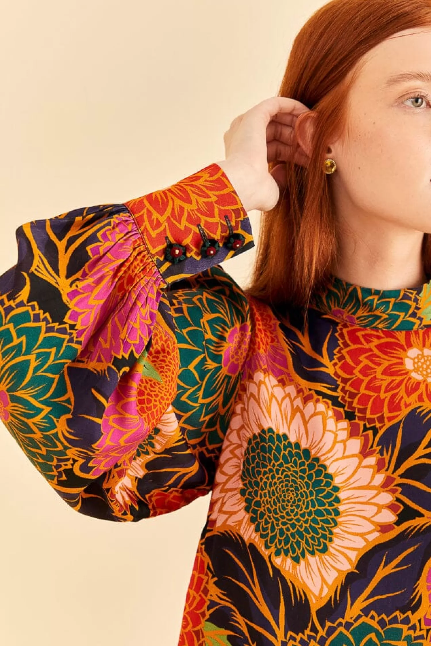 FARM Rio Blouses^ MULTICOLOR VINTAGE GARDEN SATIN BLOUSE
