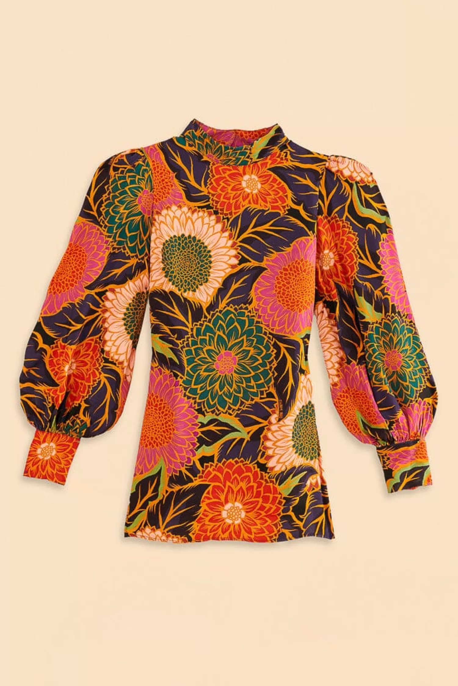 FARM Rio Blouses^ MULTICOLOR VINTAGE GARDEN SATIN BLOUSE
