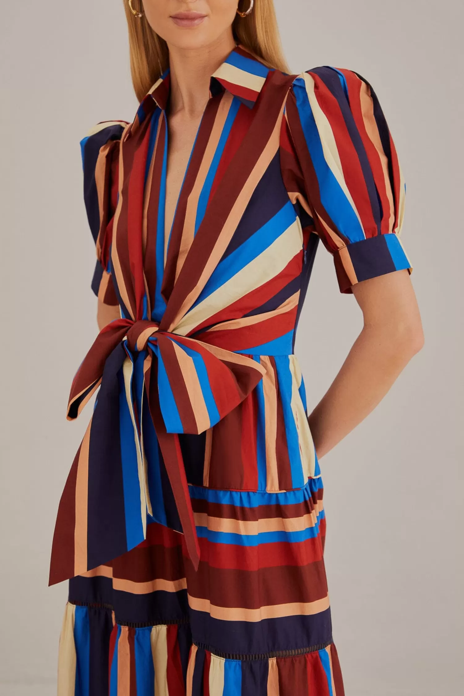 FARM Rio Midi Dresses^ MULTICOLOR WINTER STRIPES SHORT SLEEVE MIDI DRESS